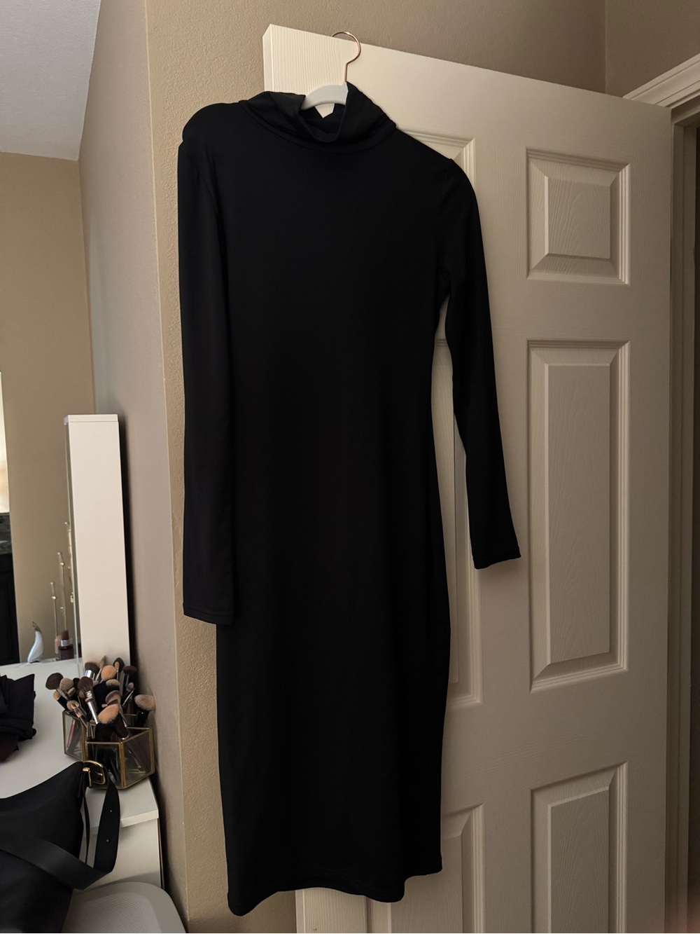 Classic Black Long Sleeve Turtleneck Dress